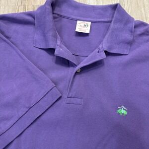 Brooks Brothers Mens Large 100% Cotton Performance Polo Shirt Purple/Green‎